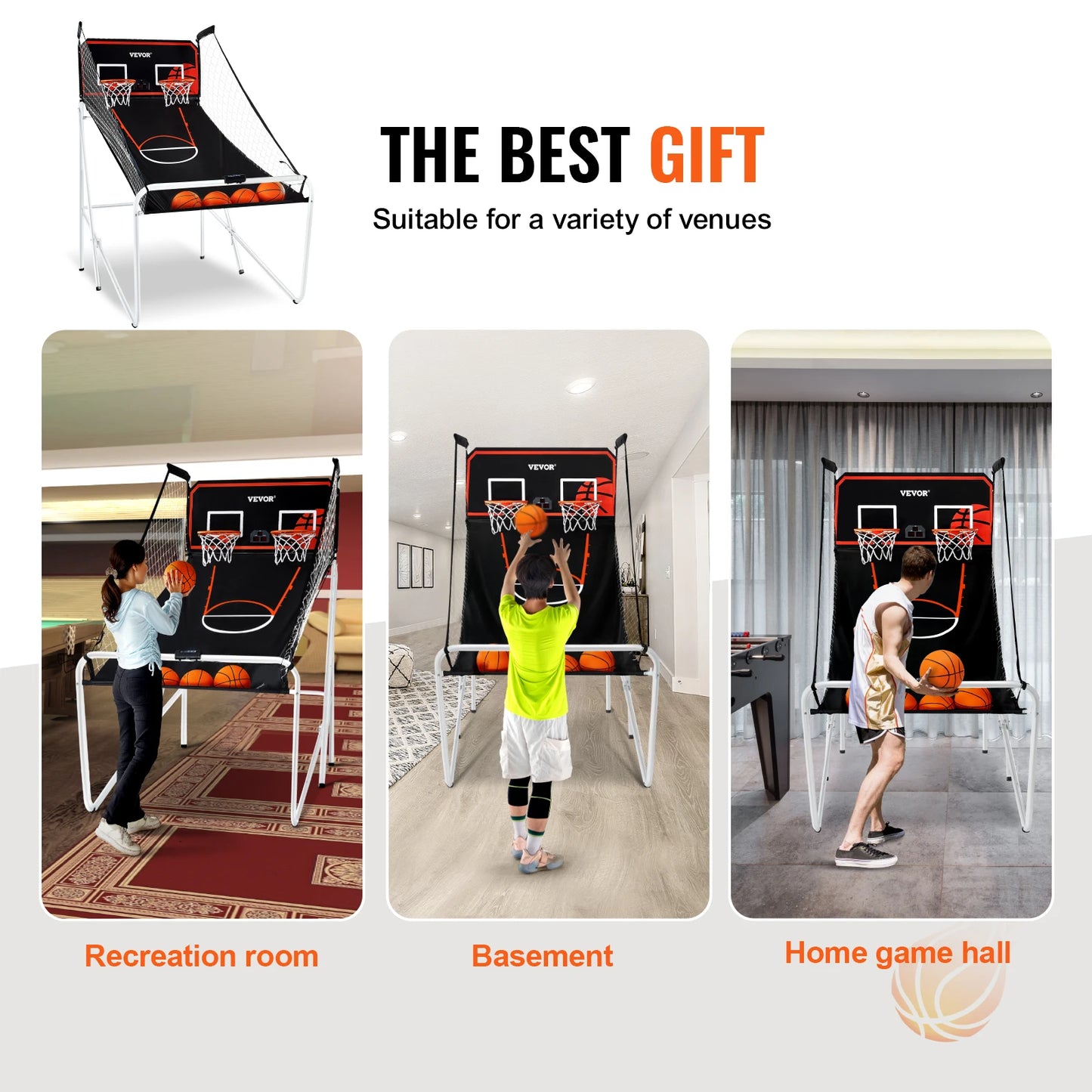 VEVOR Foldable Basketball Arcade Game 2 Player Indoor Fun
