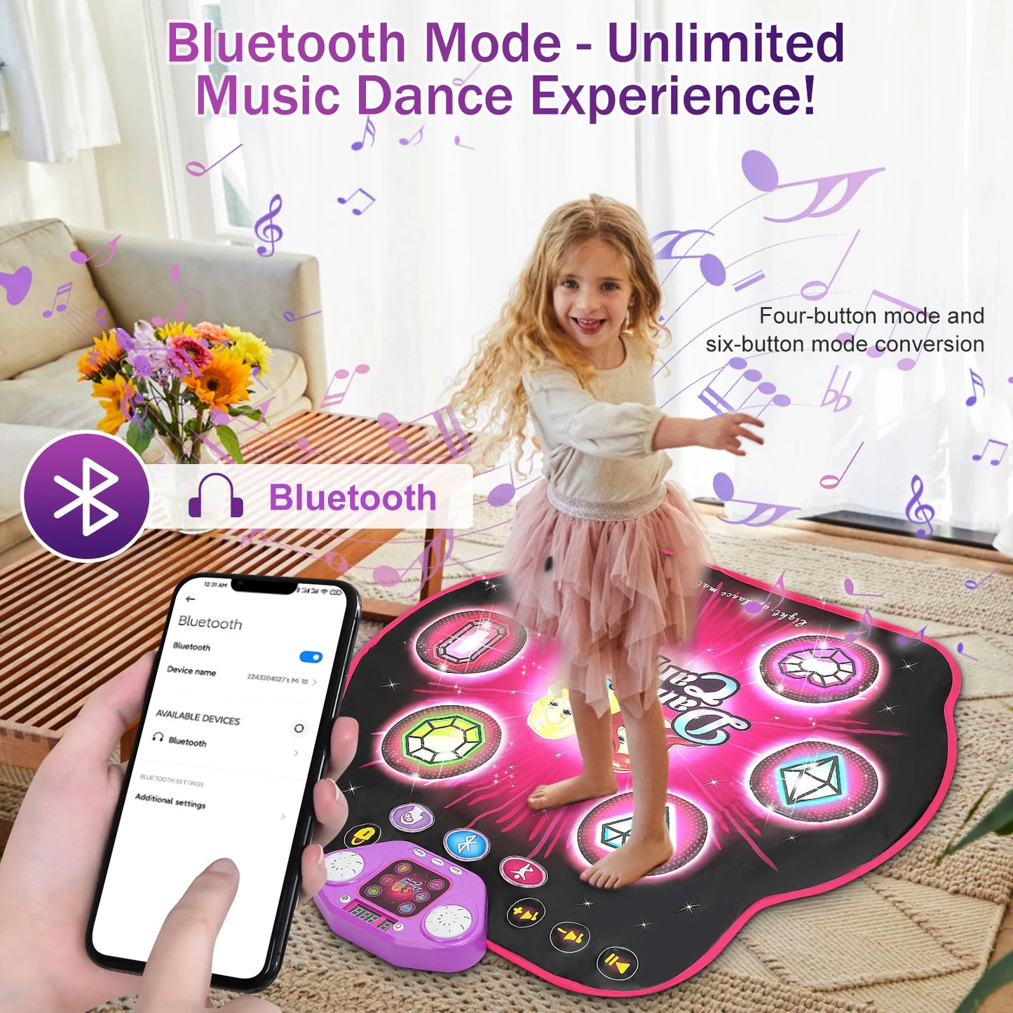 Outdoor Dance Mat 27 Levels 6 LED Keys Light Up Bluetooth