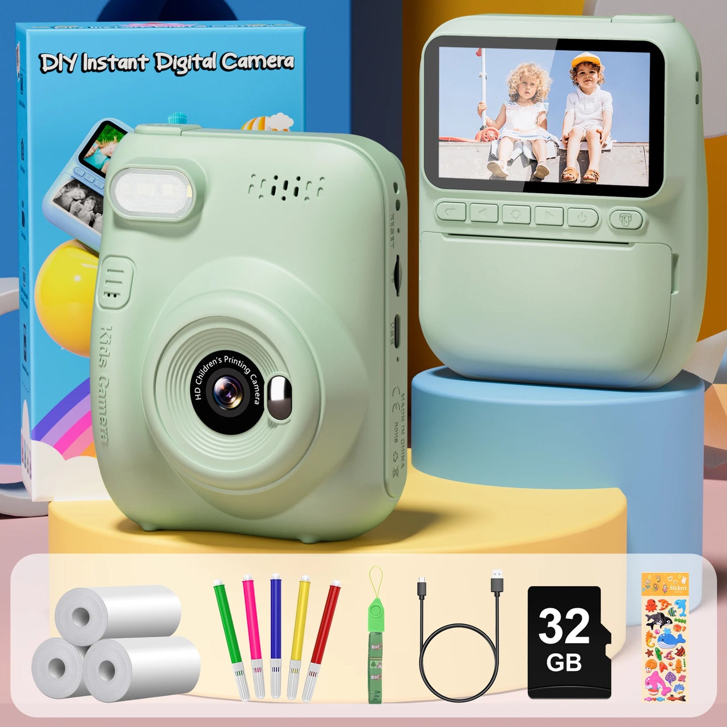 Kids Instant Print Camera 3.0 Mini Digital Camera 1080P
