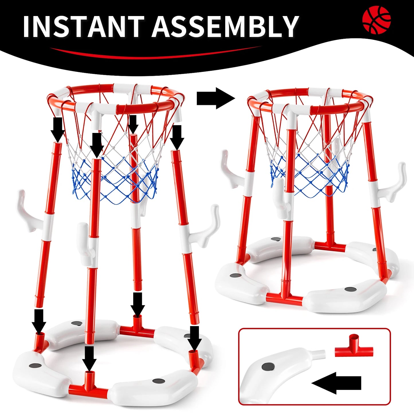 Pool Basketball Hoop Floating Basketball  With 4 Balls Outdoor Indoor Water Play Toys