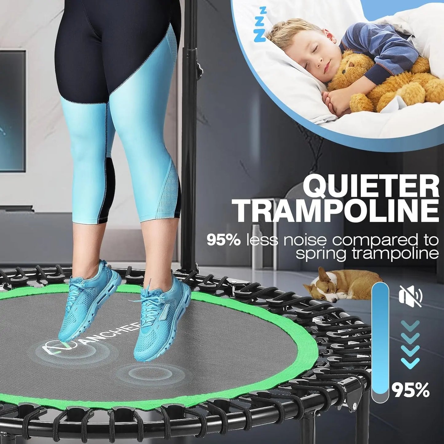 Foldable Indoor Outdoor Trampoline For Adults 550 Lbs Load