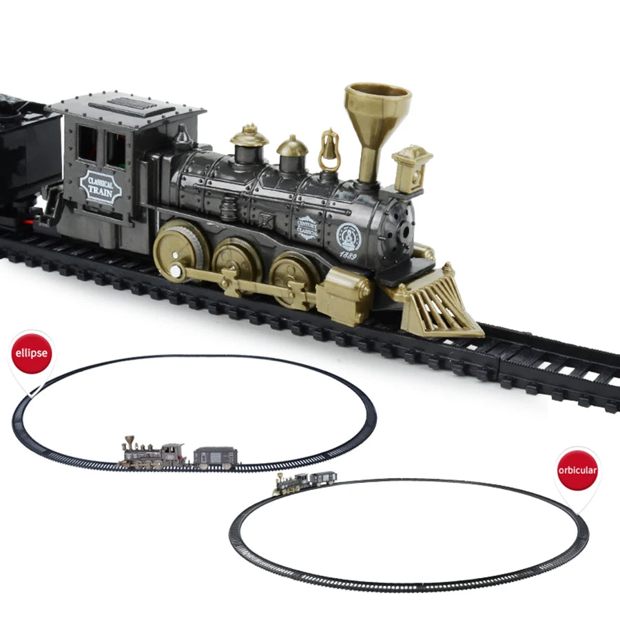 Real Electric Classic Train DIY Puzzle Assembly Track Train Model Children's Toy Car