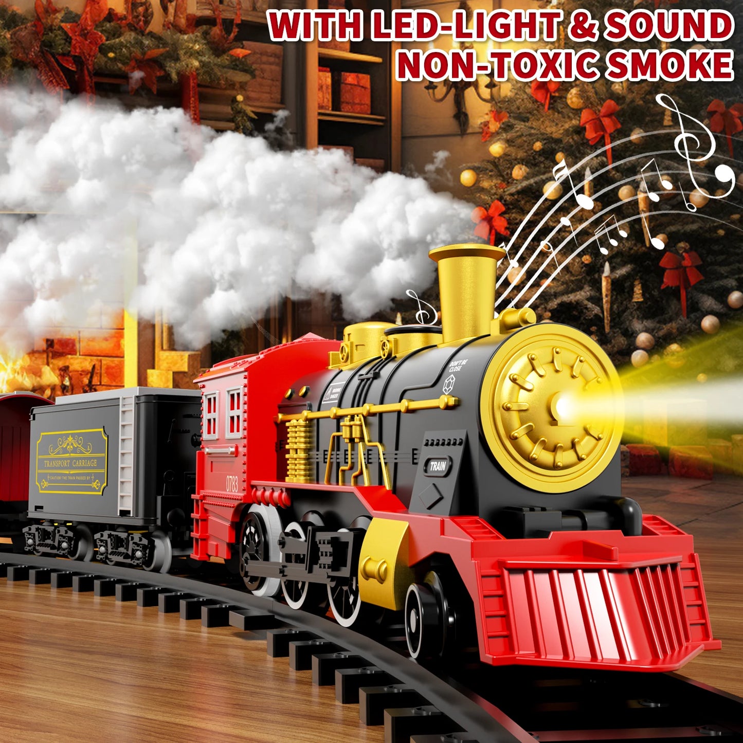 Train Set Smokes Light & Sound Include 6 Car And 28 Tracks Red Train Sets
