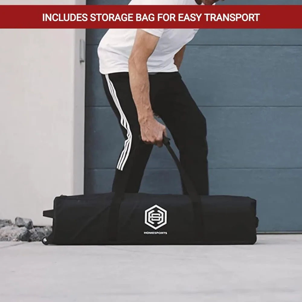 Portable Pickleball Net, Rust Proof Aluminum Frame - Rolling Carry Bag, Locking Rollers