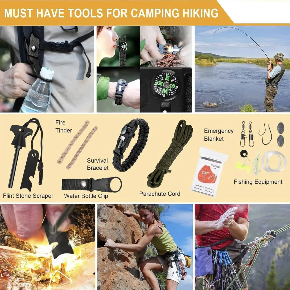 Hign Concerned Camping Survival First Aid Multitool Kit