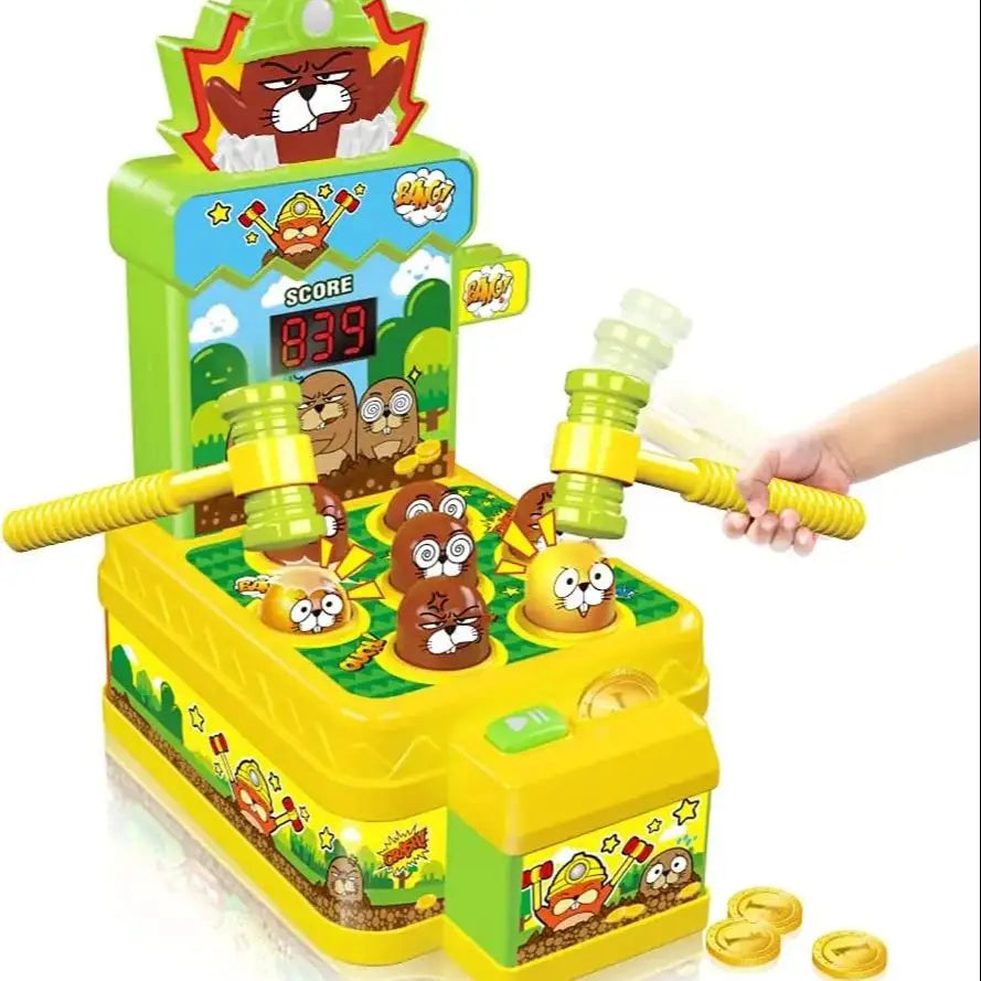* Mini Coin Operated Arcade Game Bank with 2 Hammers, Interactive Electronic  Kids Ages 3-6