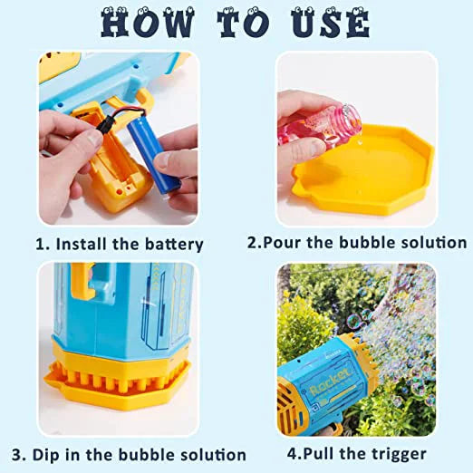 Bubble Gun Machine Gun Automatic Blower for Kids Fun