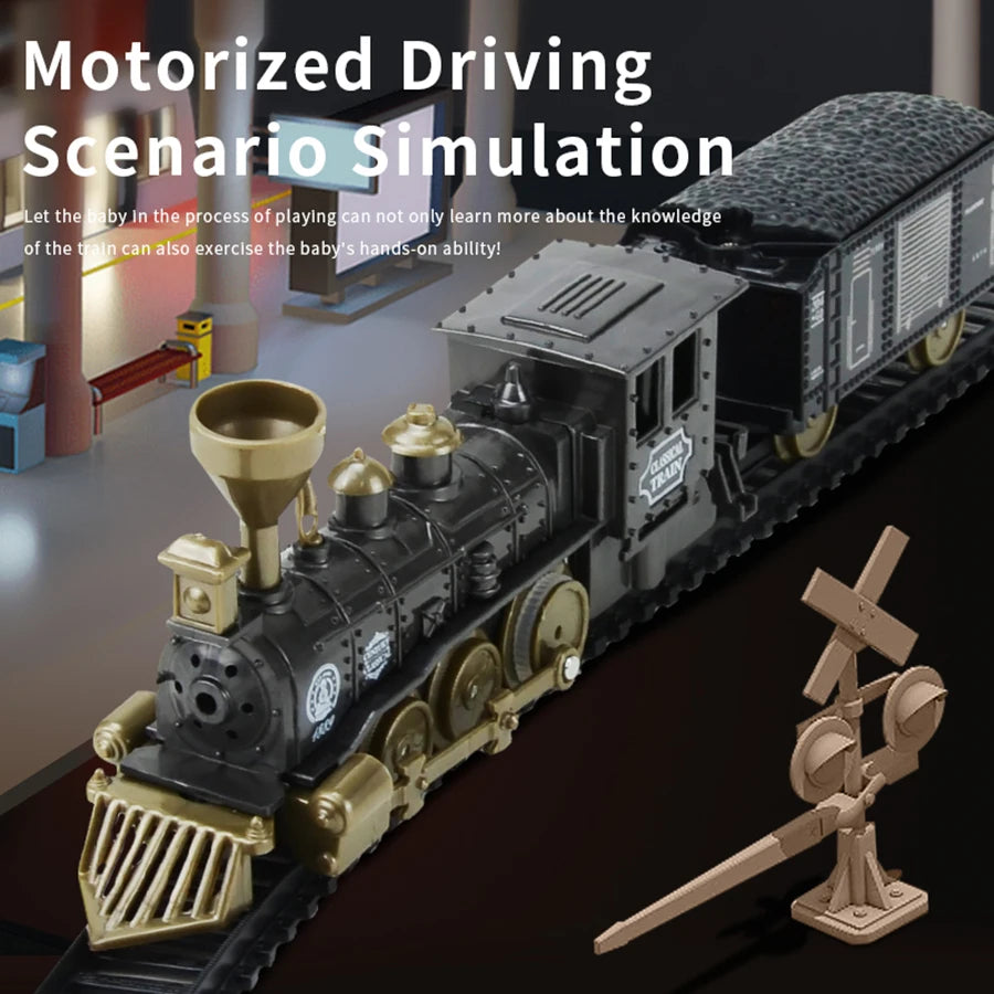 Real Electric Classic Train DIY Puzzle Assembly Track Train Model Children's Toy Car