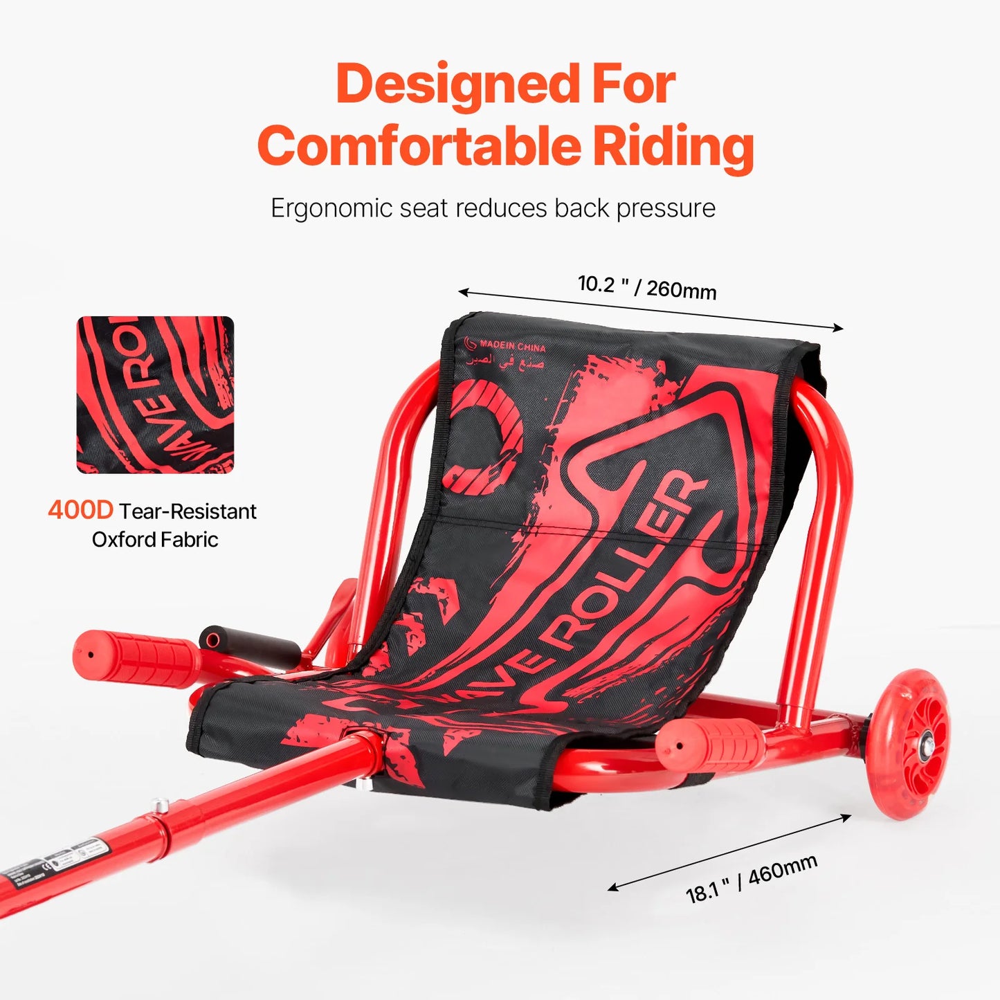 Kids Ride On Scooter Swing 132 to 198 Lbs Capacity Zigzag