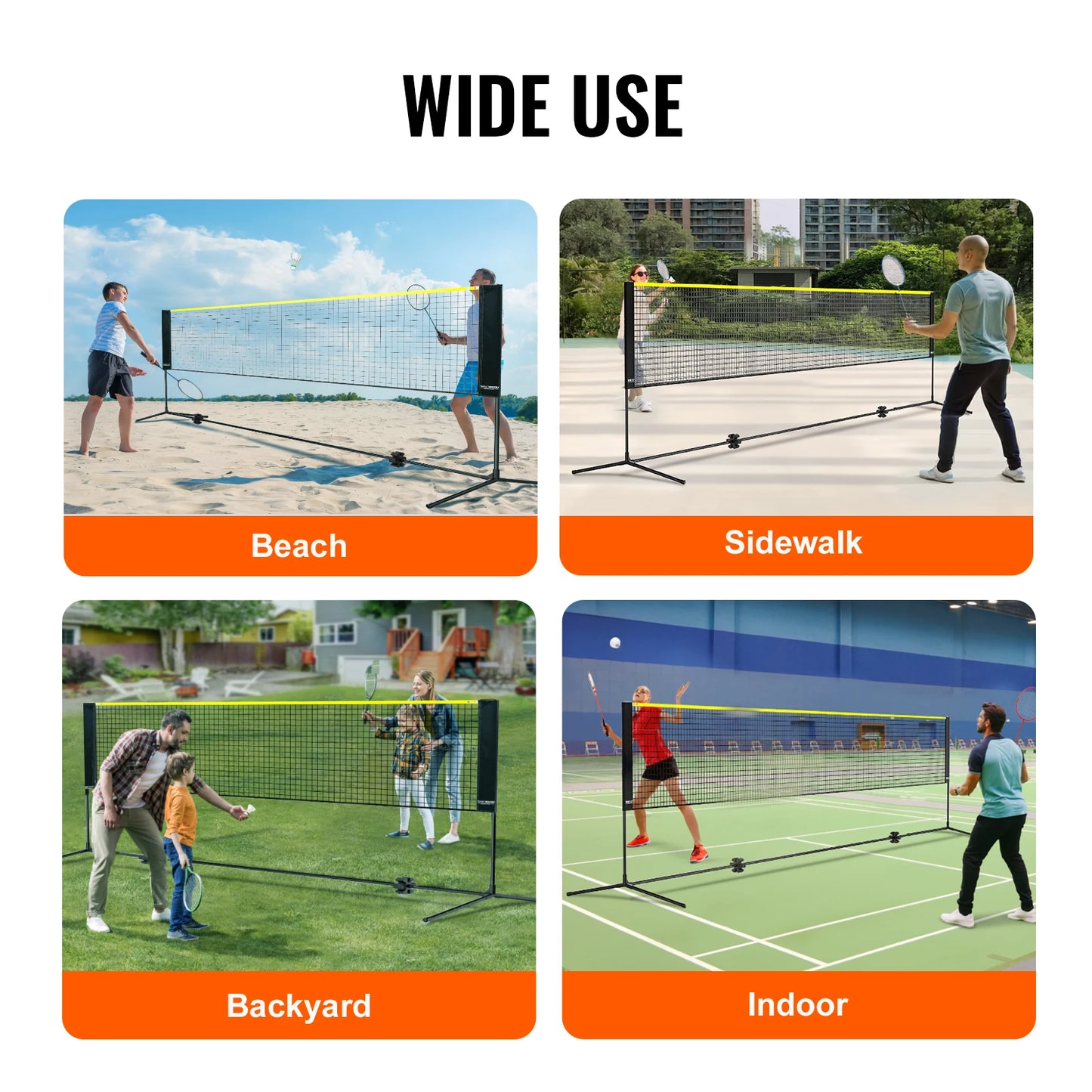 *10/14/17FT Badminton Net Height Adjustable Volleyball Net Wide Foldable