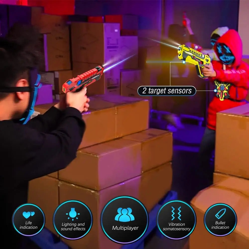 Upgrade Data Sync Laser Tag Guns Vests x4 Electric Infrared Guns Shooting Game Set
