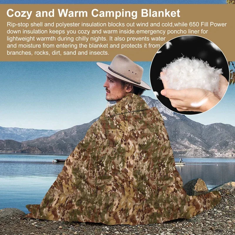 Tactical Army Poncho Liner Camouflage Woobie Blanket 58x82