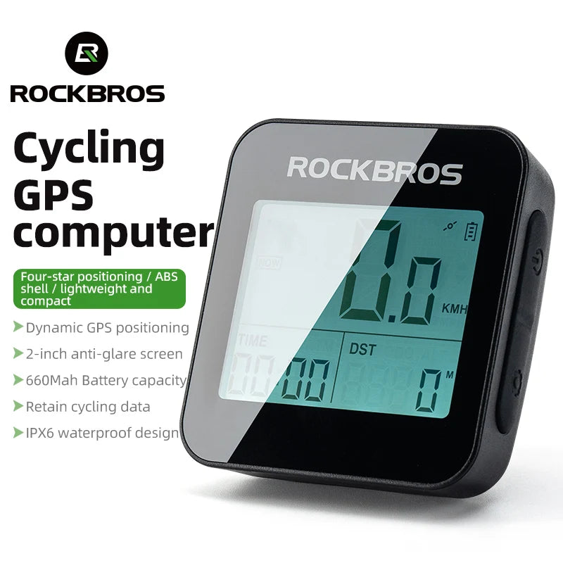 Rockbros Bike Computer GPS Speedometer Waterproof Wireless Stopwatch for Road and MTB