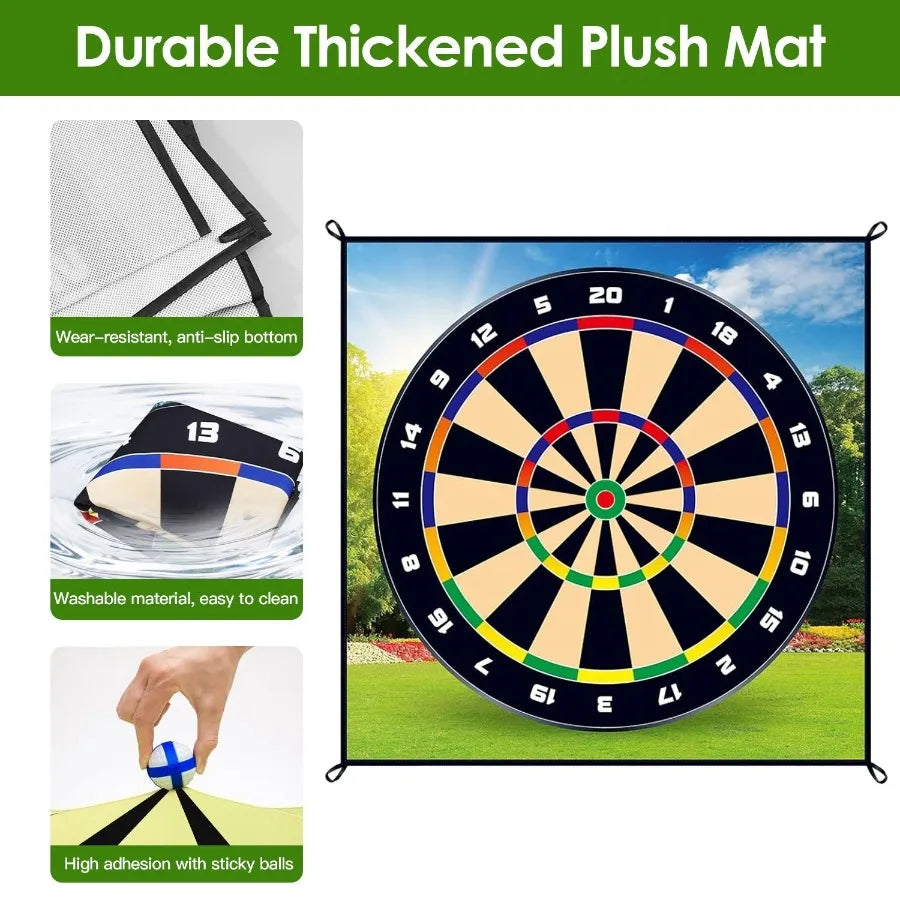 Golf Chipping Dart Game Mat Set With 20 Sticky Balls Ground Stakes Hanging Hooks Carrying Bag