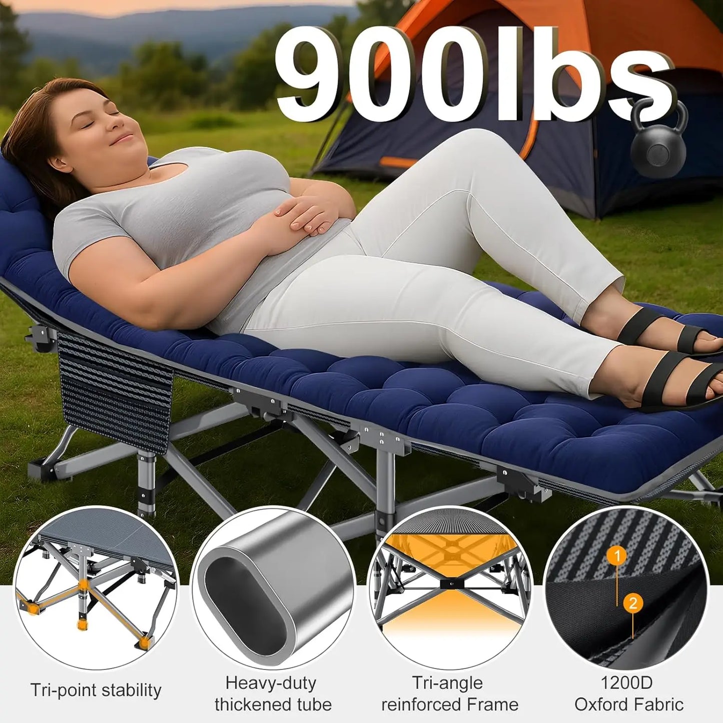 Universal Sports and Outdoors Folding Camping Cot with Mat