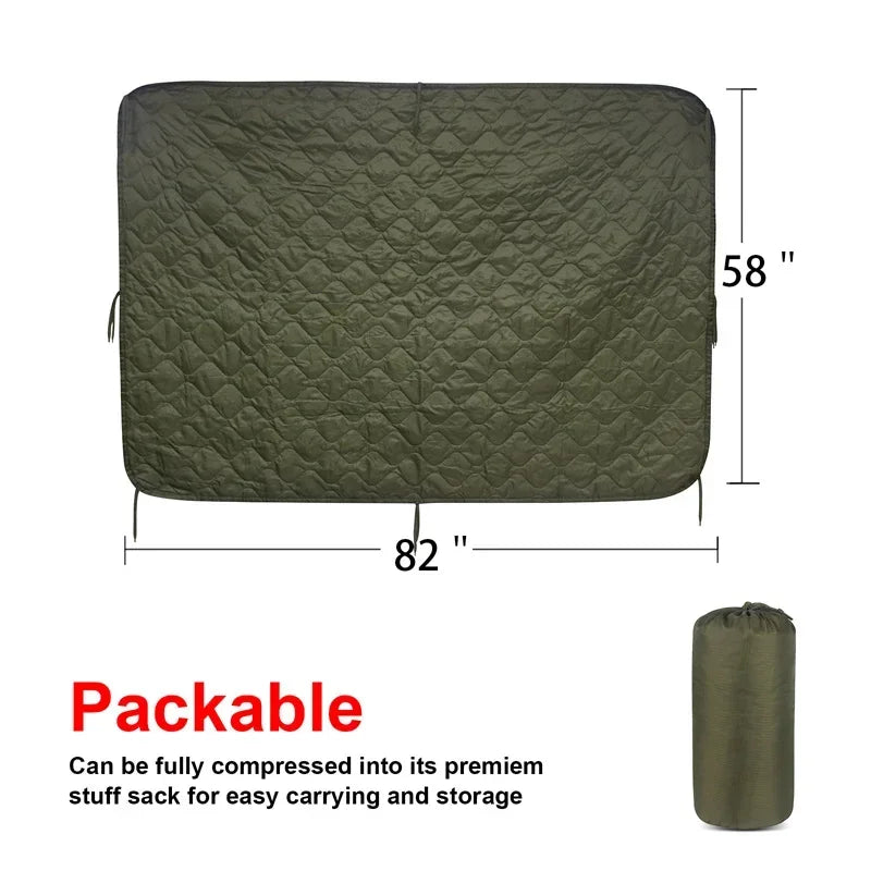 Tactical Army Poncho Liner Camouflage Woobie Blanket 58x82