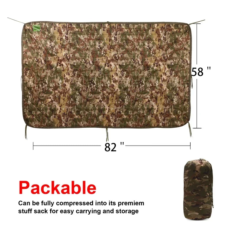 Tactical Army Poncho Liner Camouflage Woobie Blanket 58x82
