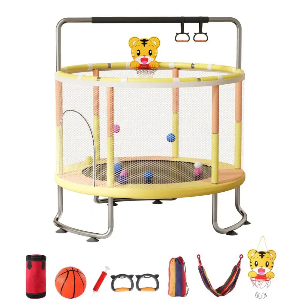 Baby Toddler Trampoline With Basketball Hoop Enclosure Net
