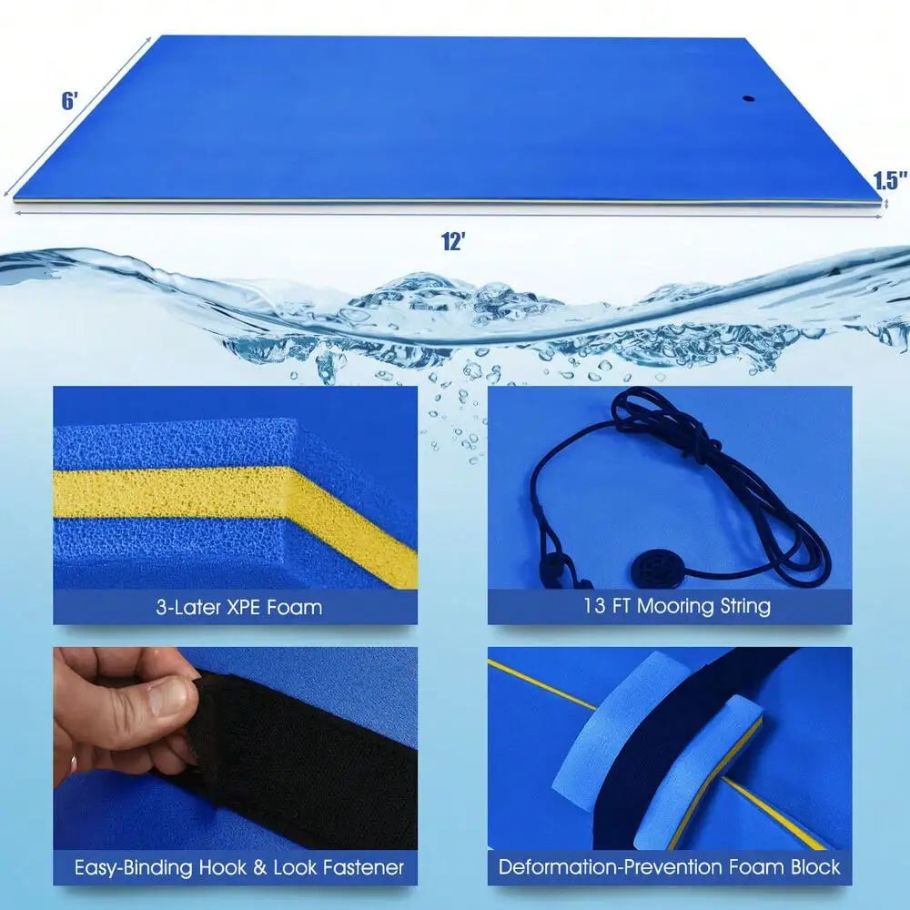 Three Layer Floating Foam Water Pad 12 X 6 Blue Oasis