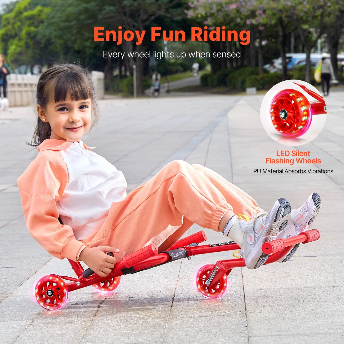 Kids Ride On Scooter Swing 132 to 198 Lbs Capacity Zigzag