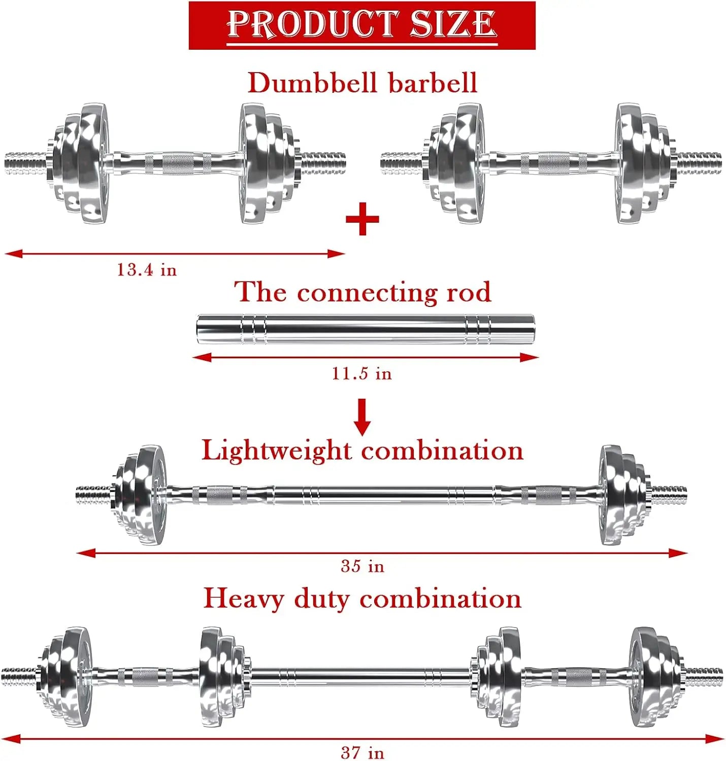 Adjustable Dumbbell Set With Metal Connecting Bar Strength
