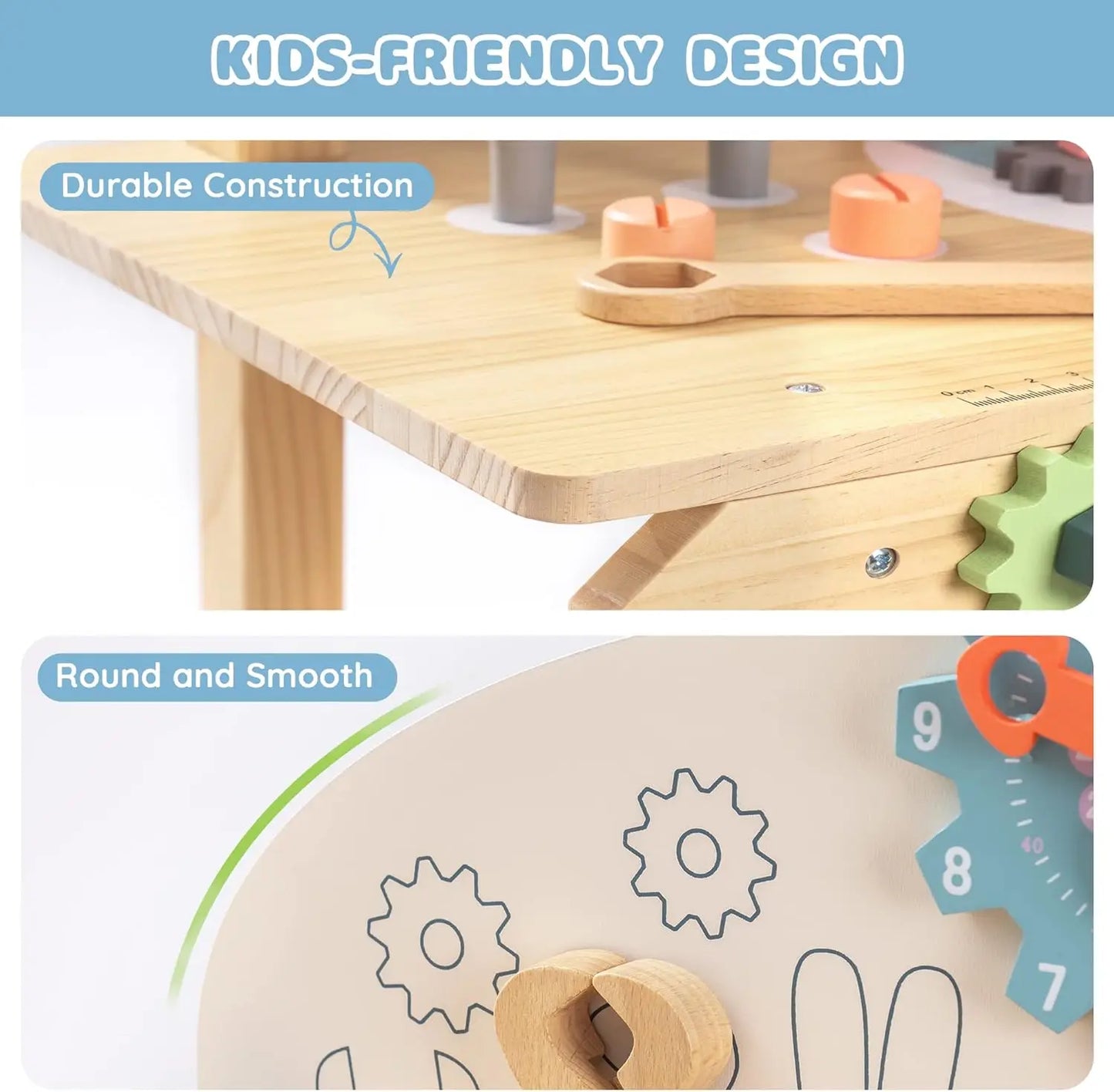 Kids Tool Bench Set Large Wooden Work Bench Construction Toys 41 Pieces