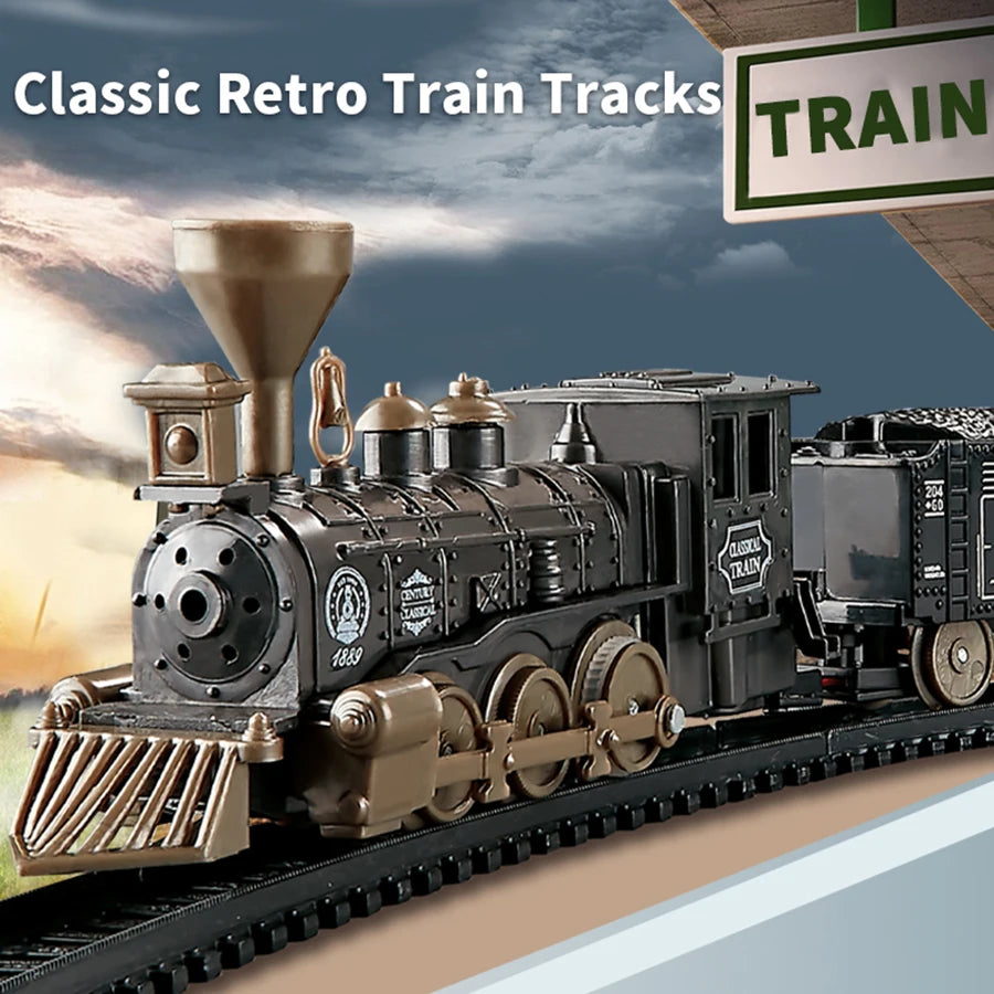 Real Electric Classic Train DIY Puzzle Assembly Track Train Model Children's Toy Car