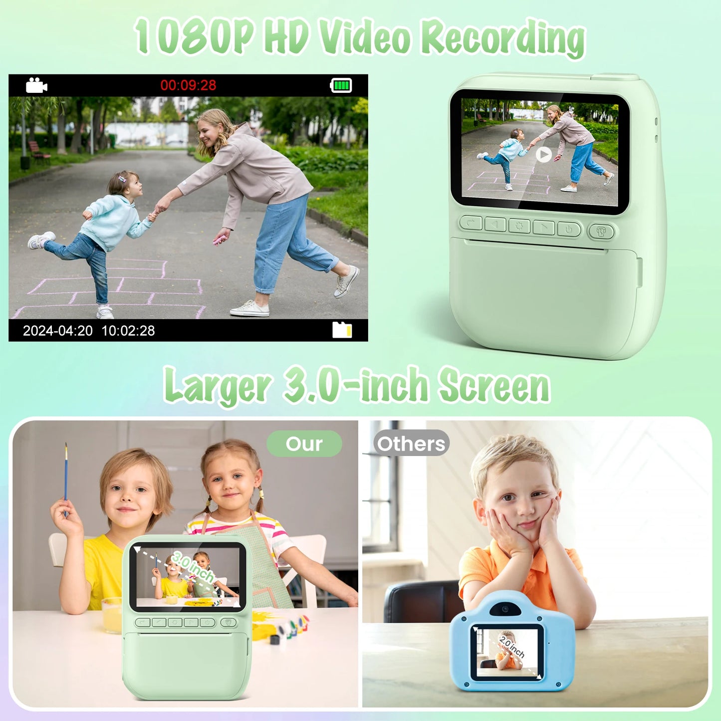 Kids Instant Print Camera 3.0 Mini Digital Camera 1080P