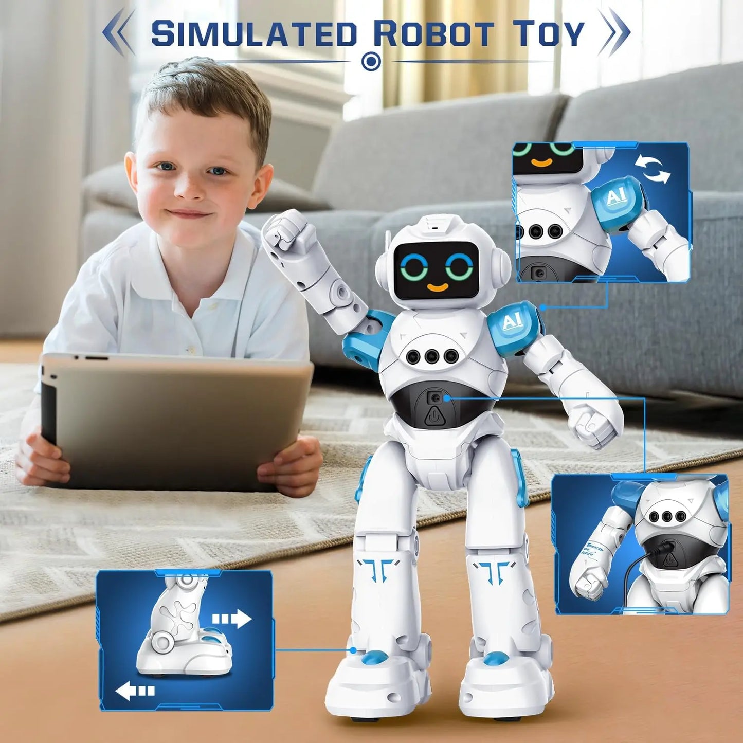 Robot Toy for Kids Smart Talking Voice Remote Control Gesture Sensing Emo Robot Toy