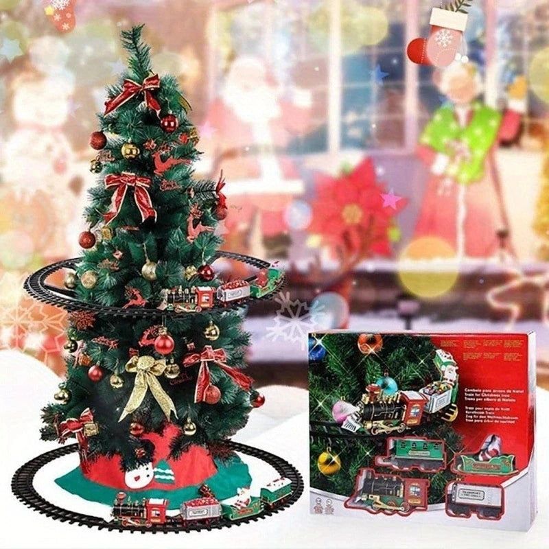 Christmas Train Electric Tree Decoration Track Frame Railway Car with Sound & Light