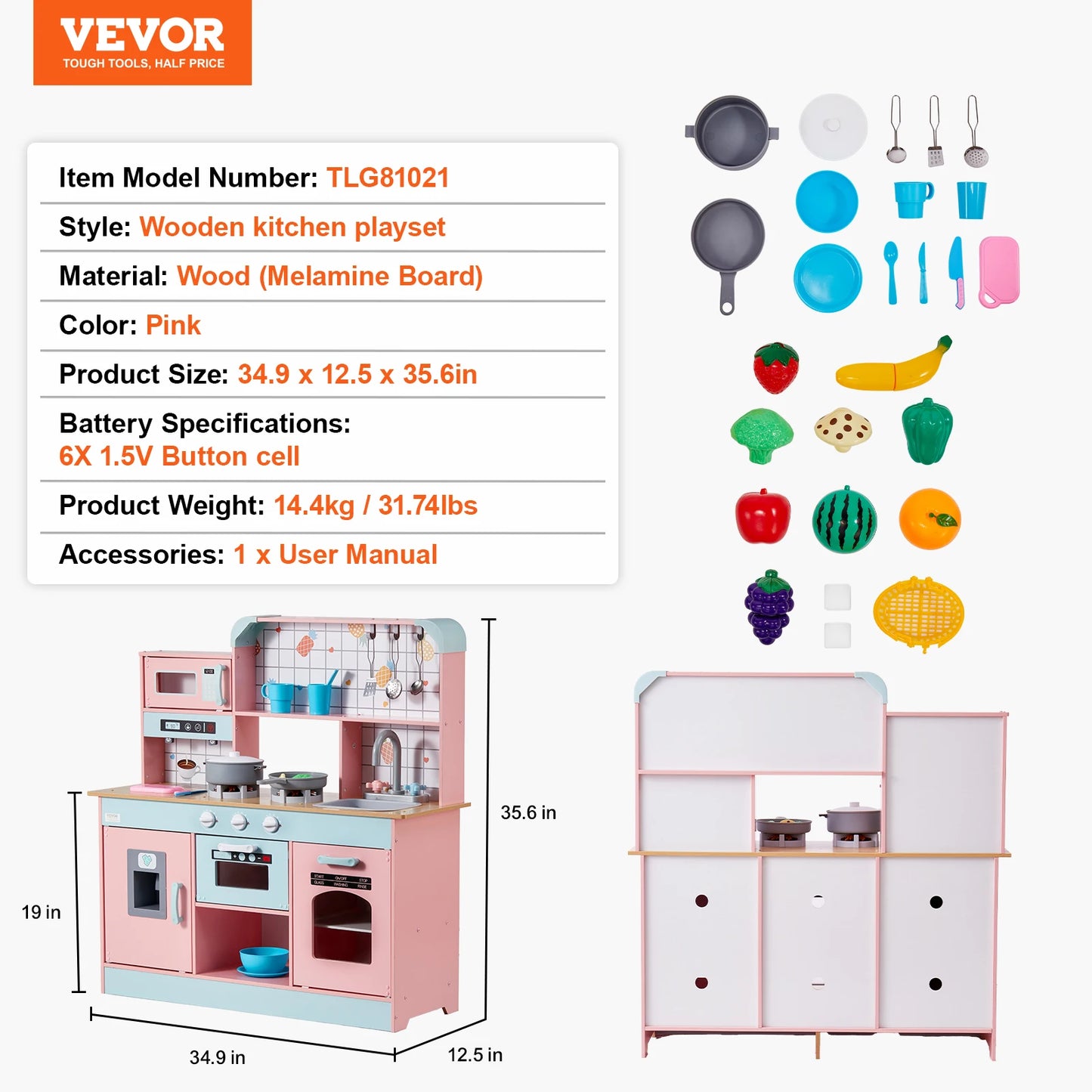 Pretend Play Cooking Toy Chef Playset Kitchen Accessories