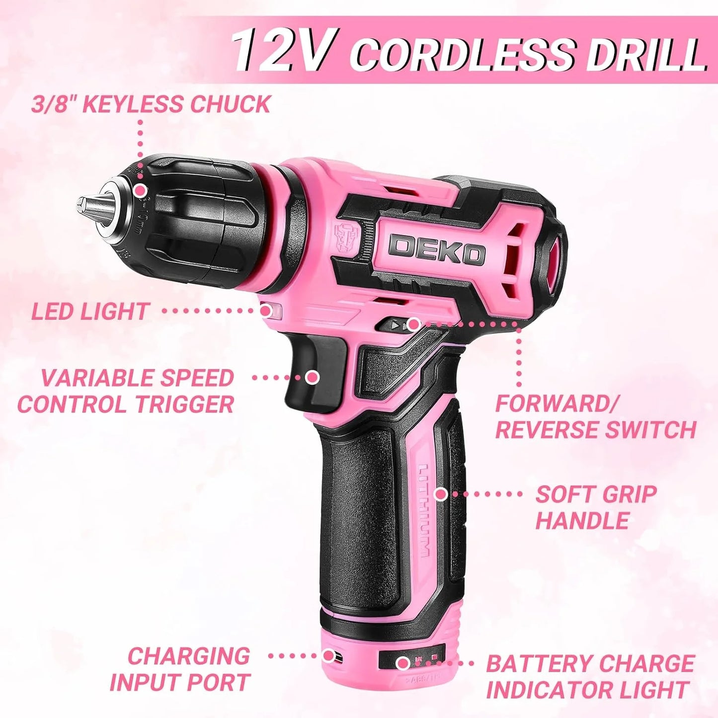 Home Mechanic Toolbox with 12V Power Cordless Drill