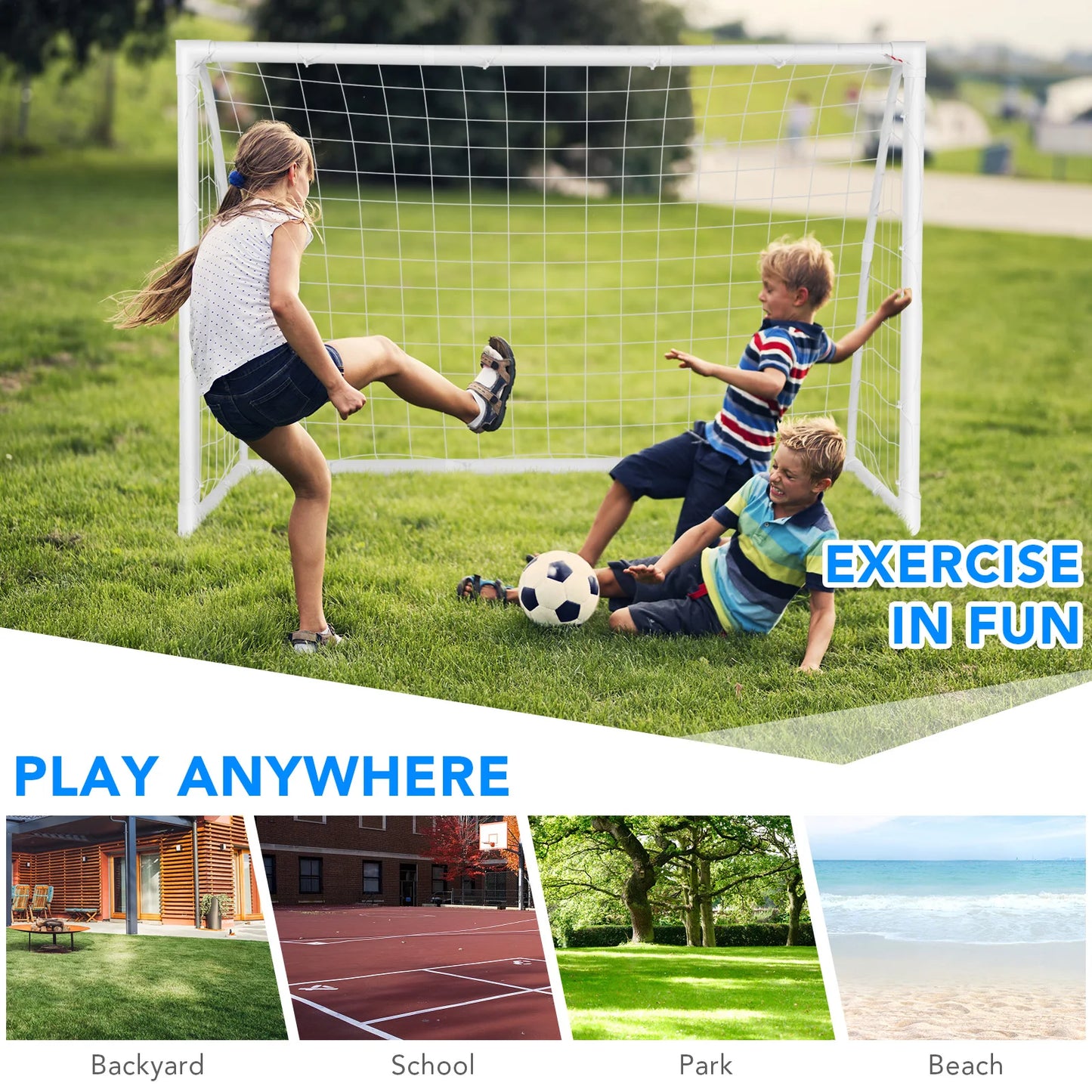 6 FT x 4 FT Portable Kids Soccer Goal Quick Set-up for Backyard Soccer Training