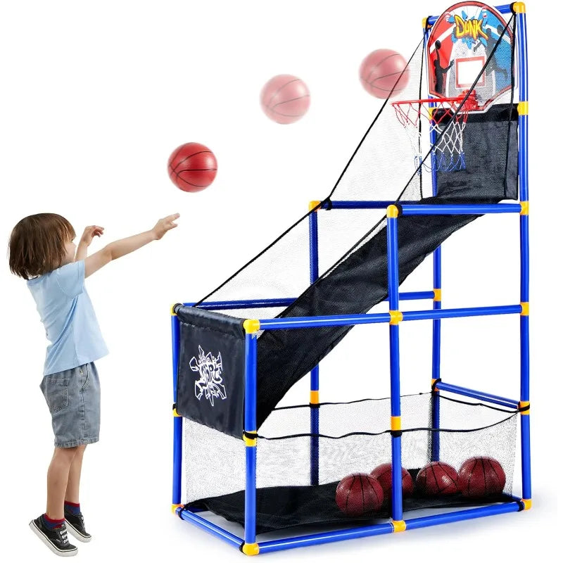 *Arcade Basketball Game Set with 4 Balls and Hoop for Kids 3 to 12 Years Old  - Easy Set Up