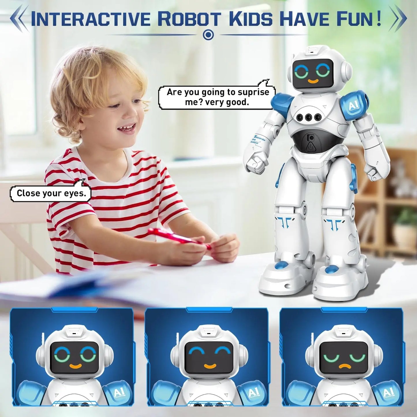 Robot Toy for Kids Smart Talking Voice Remote Control Gesture Sensing Emo Robot Toy