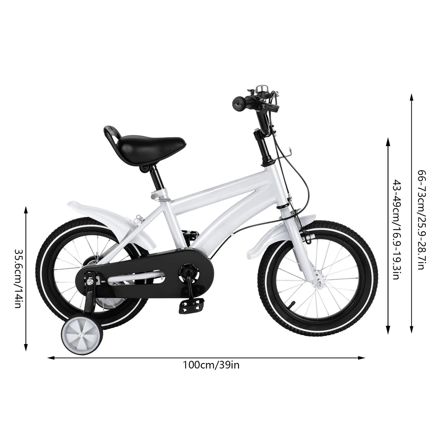 *Children’s Bike 14-Inch with Training Wheels, Steel Frame, Dual Brakes, Handlebar,