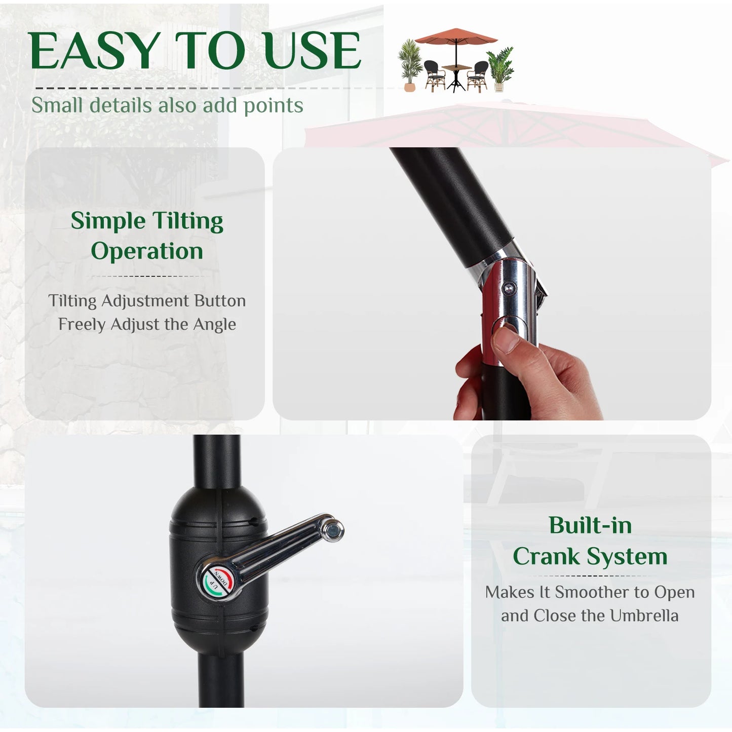 Outdoor Patio Umbrella UV Protection  All Weather