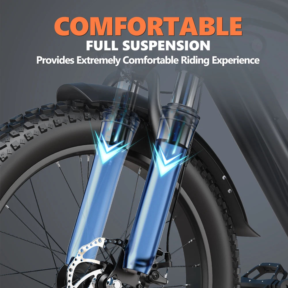 LD20 Electric Fat Tire E Bike 1500W Removable Battery