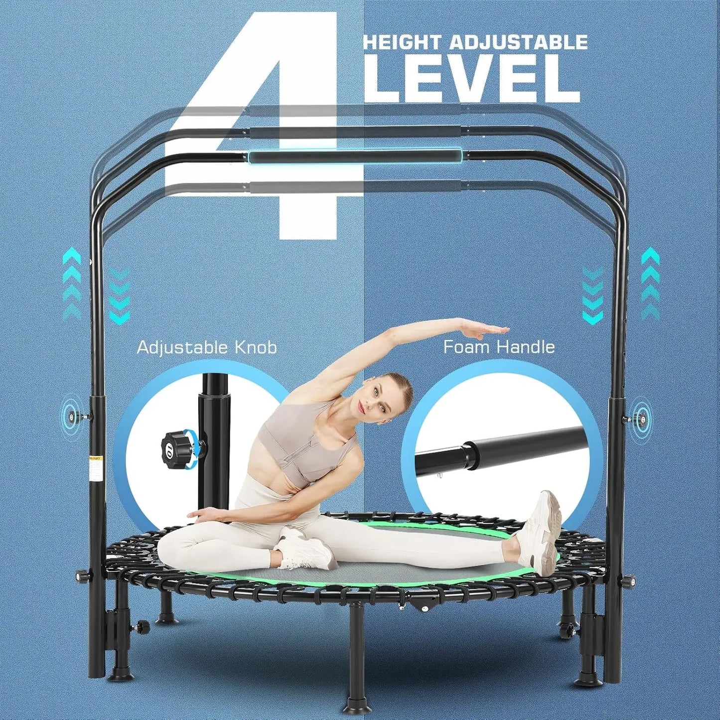 Foldable Indoor Outdoor Trampoline For Adults 550 Lbs Load