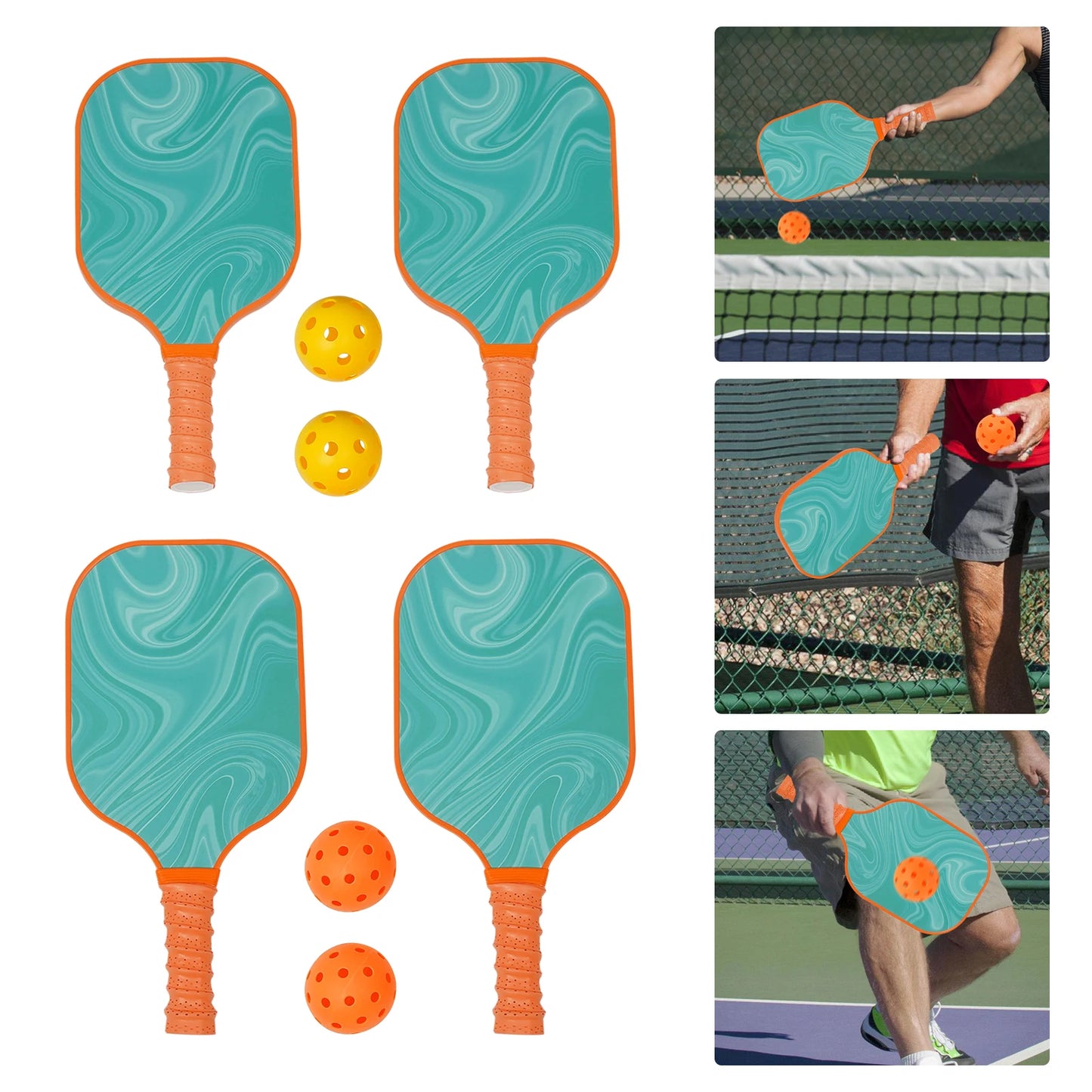 Pickleball Paddles Set of 4 Rackets 4 Balls 1 Bag Sports