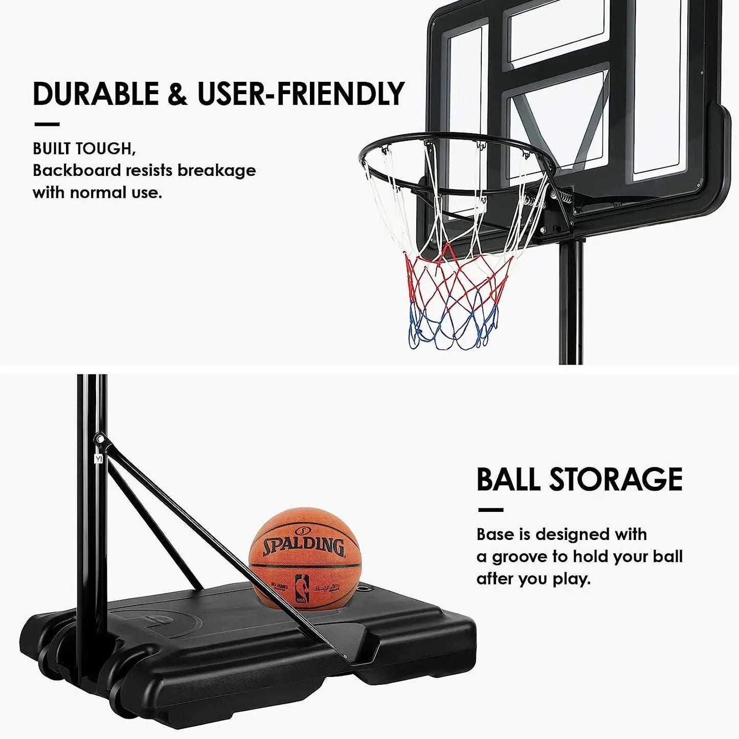 Basketball Hoop with Wheels Height Adjustable 305cm Fit Base