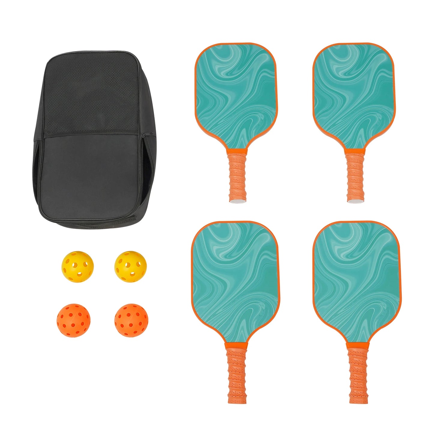 Pickleball Paddles Set of 4 Rackets 4 Balls 1 Bag Sports