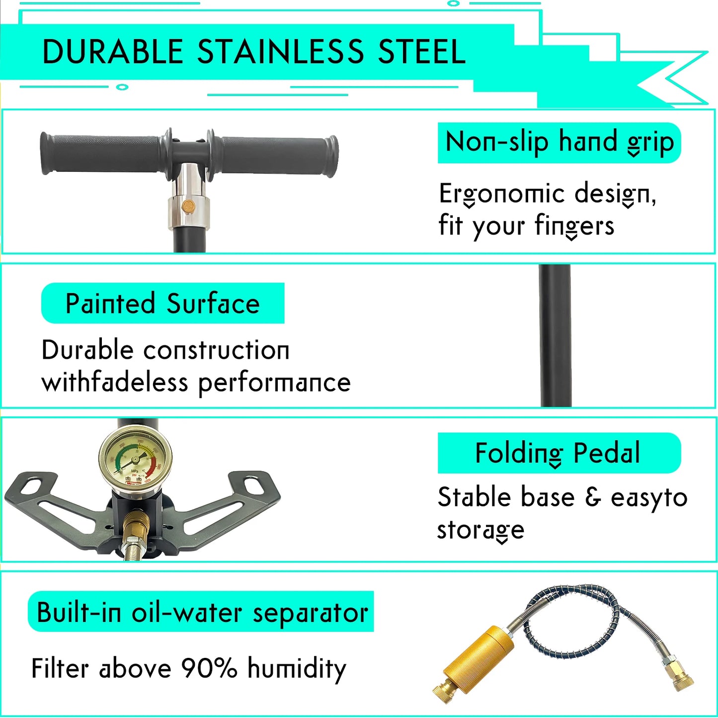 Nuoge 4 Stage PCP Hand Pump High Pressure For HPA Tanks