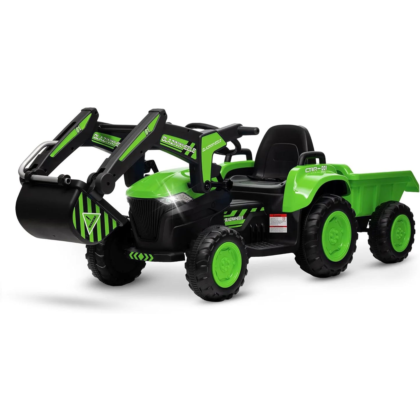 12V 3 In 1 Ride On Excavator Tractor With Remote Trailer