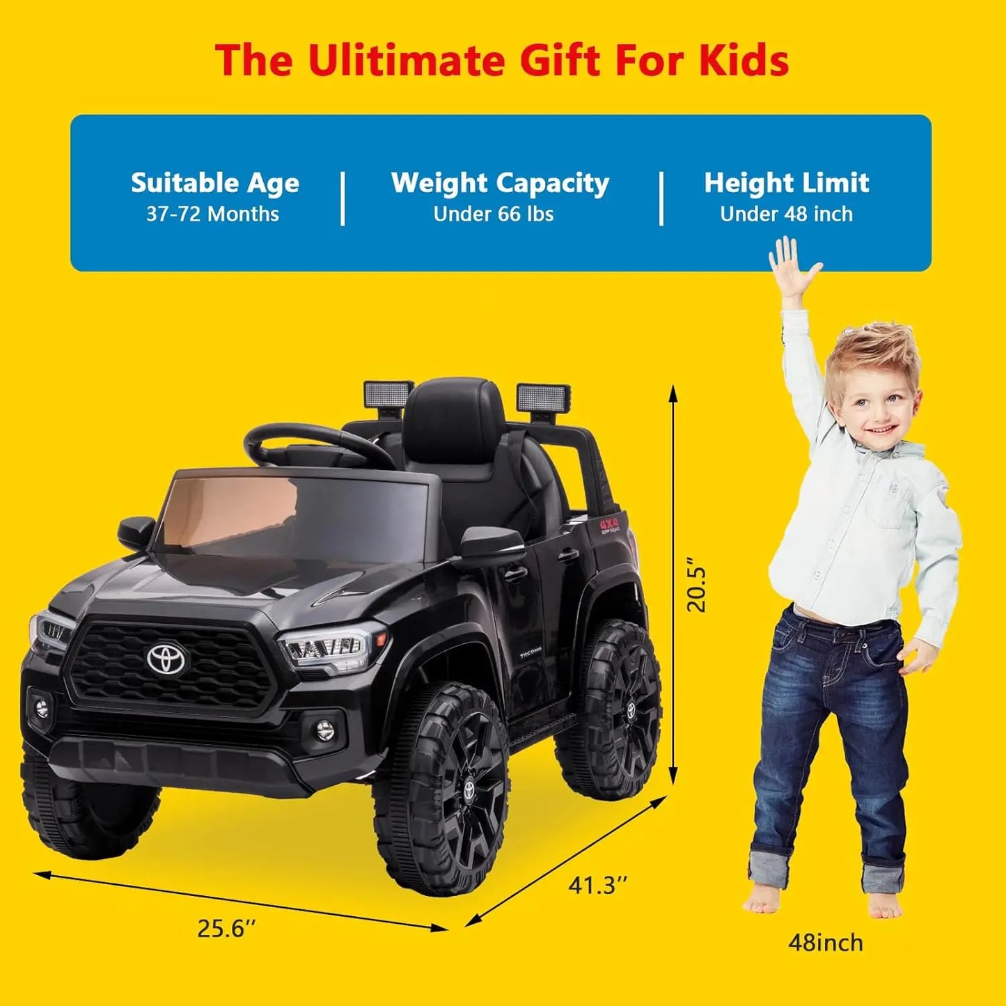 12V Kids Ride On Truck With Remote Control 3 Speeds
