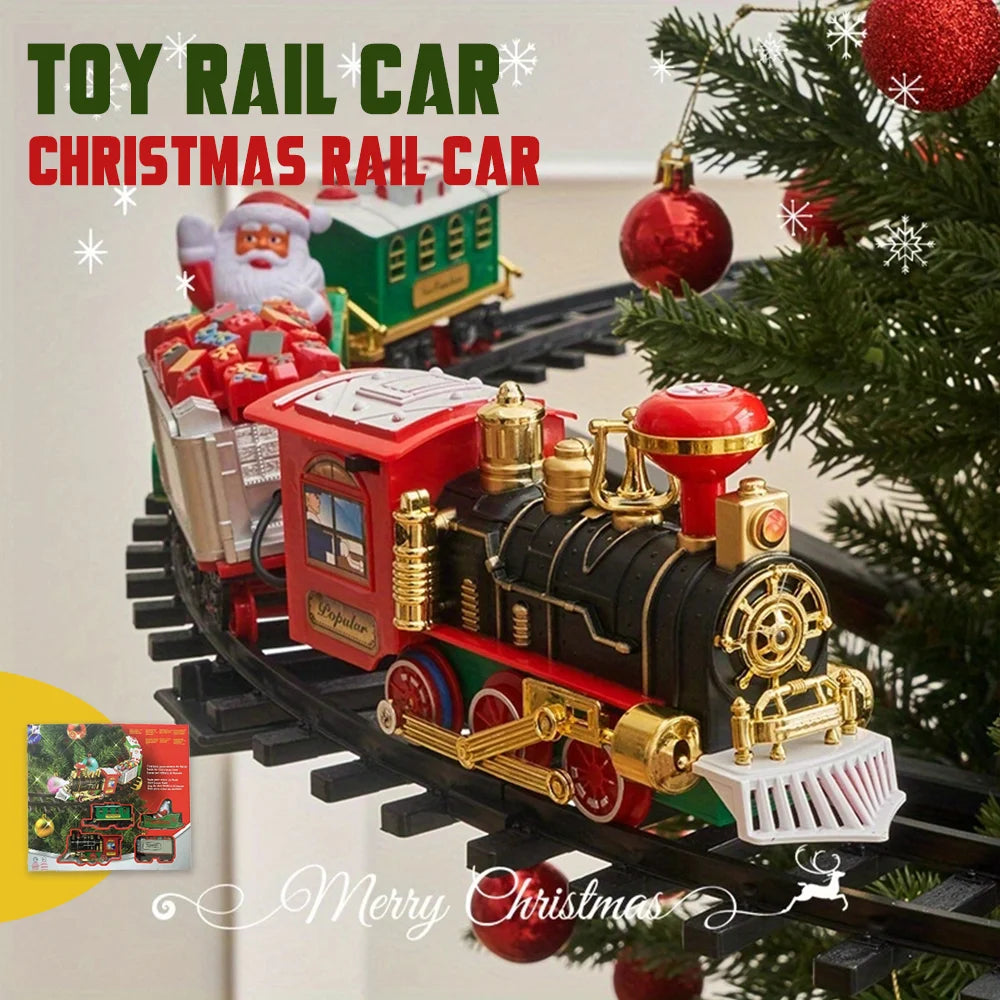 Christmas Train Electric Tree Decoration Track Frame Railway Car with Sound & Light