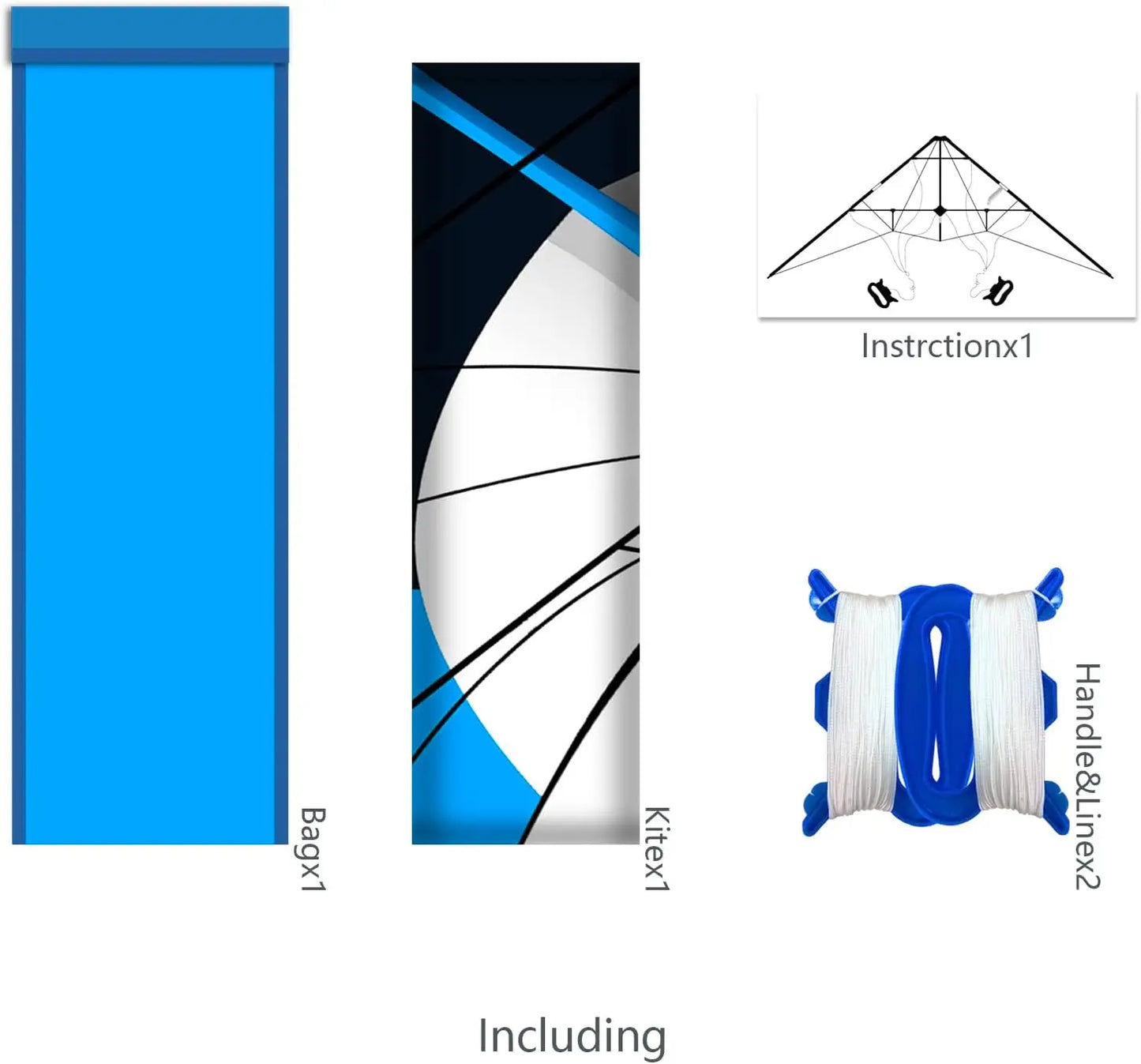 New Arrive 48 Inch Blue Professional Dual Line Stunt Kite