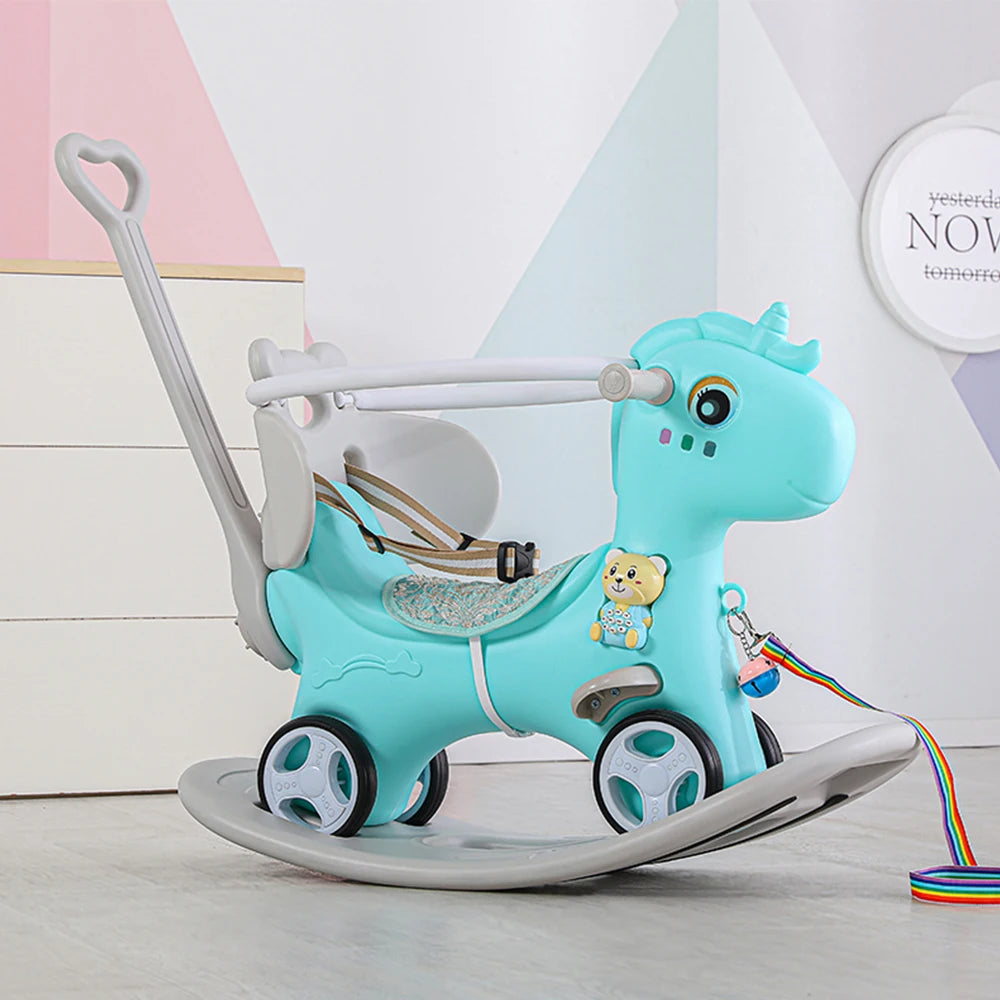 Rocking Horse for Toddlers, Balance Bike with Push Handle