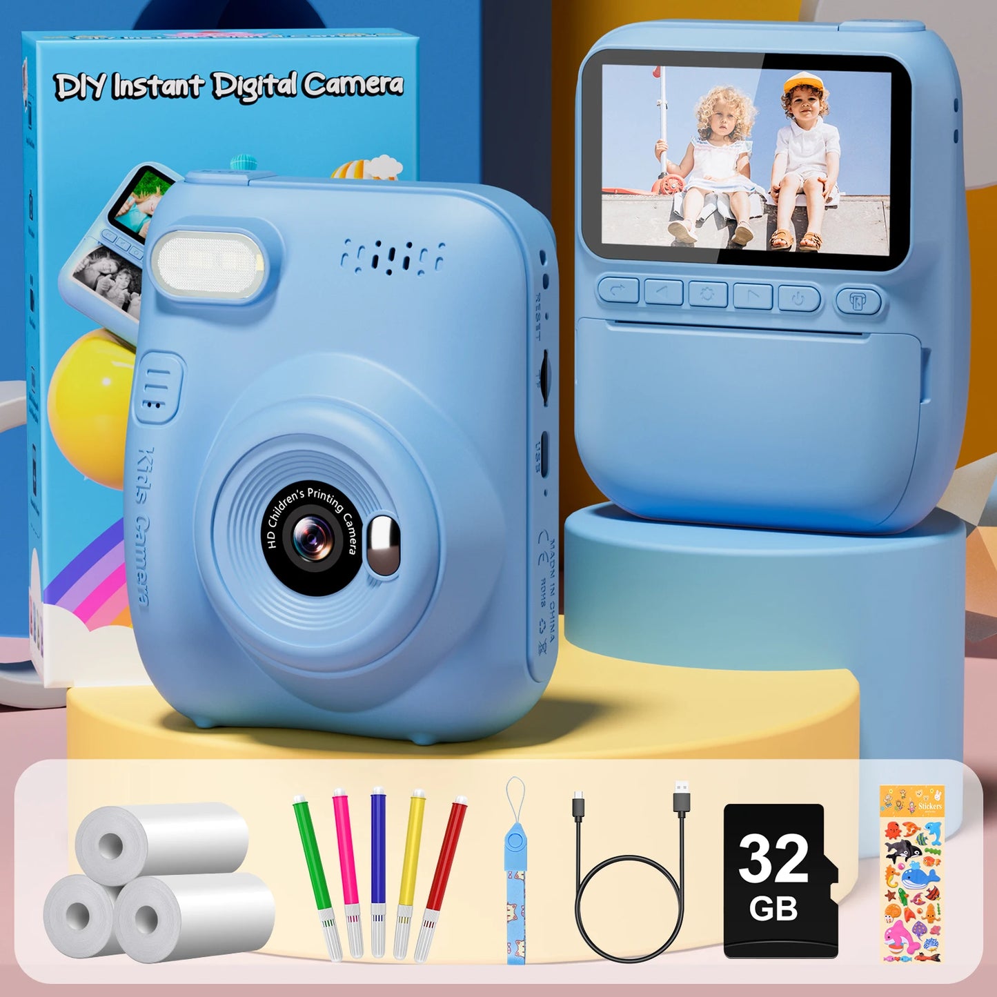 Kids Instant Print Camera 3.0 Mini Digital Camera 1080P