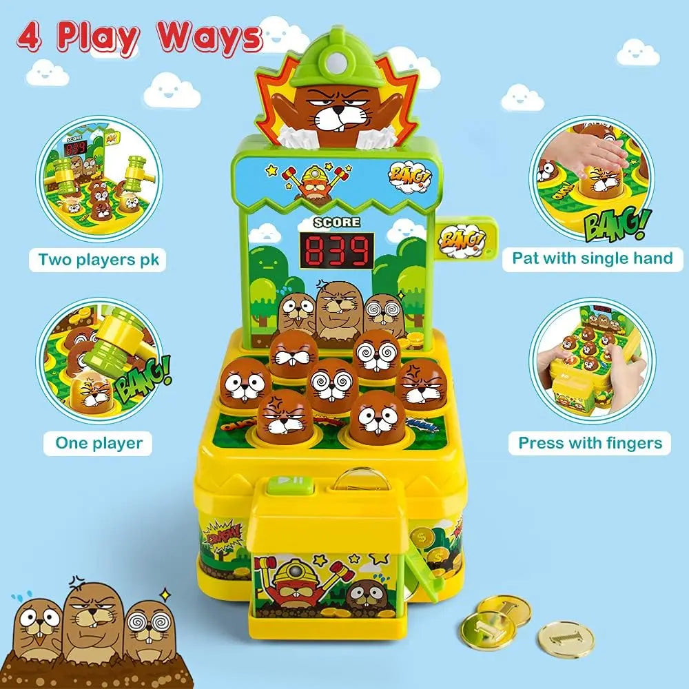* Mini Coin Operated Arcade Game Bank with 2 Hammers, Interactive Electronic  Kids Ages 3-6